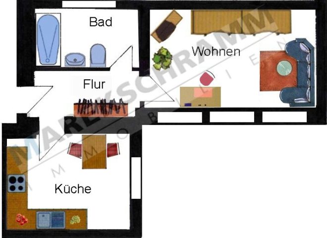sonnige 1-Zimmerwohnung bester Innenstadttlage von Ilmenau