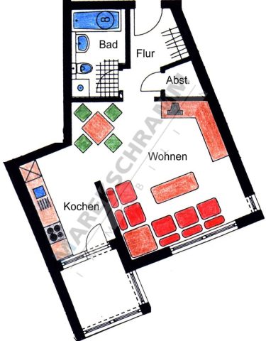 1-Raumwohnung im Südviertel von Ilmenau mit moderner Einbauküche