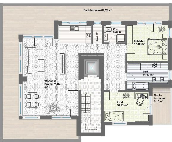 Erstbezug in exklusive Penthouse-Wohnung mit zwei Dachterrassen (traumhafter Rundblick) in neu gebauter Wohnanlage am Ilmufer